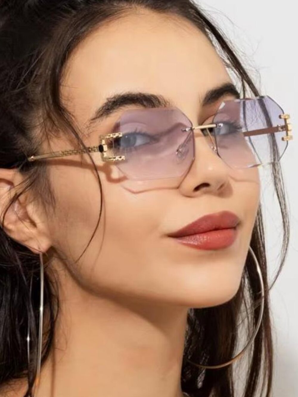 Retro  Rimless Polygon  Glasses